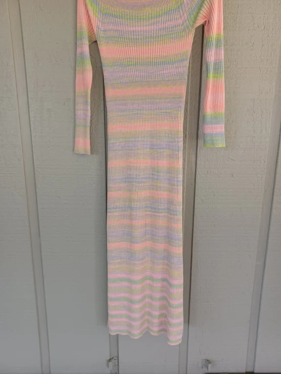 Anthropologie Daily Practice Sweater Midi Dress Size XS Preppy Slit Stretch - Picture 7 of 11